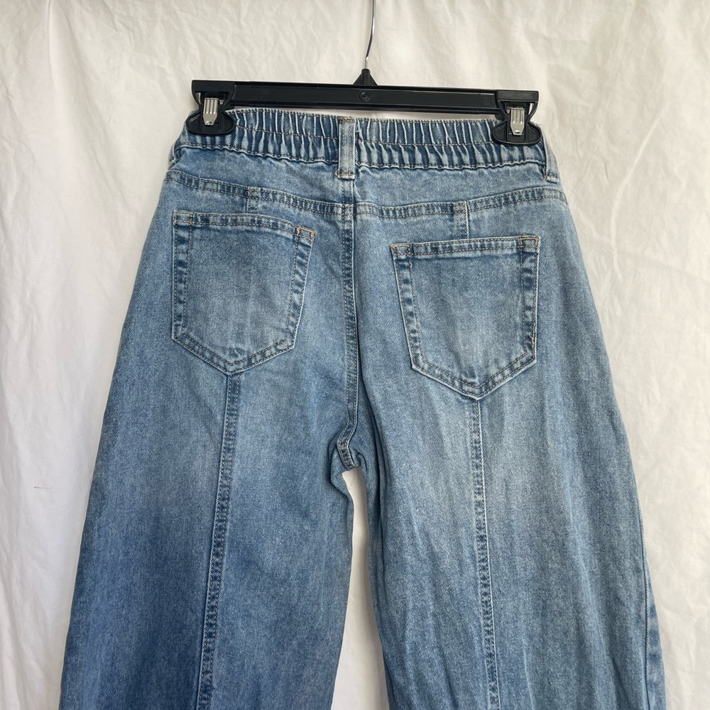 Madden NYC Mid-Rise Loose Fitted Jeans Wide Leg Denim Cargo Utility Size Small - Picture 10 of 16